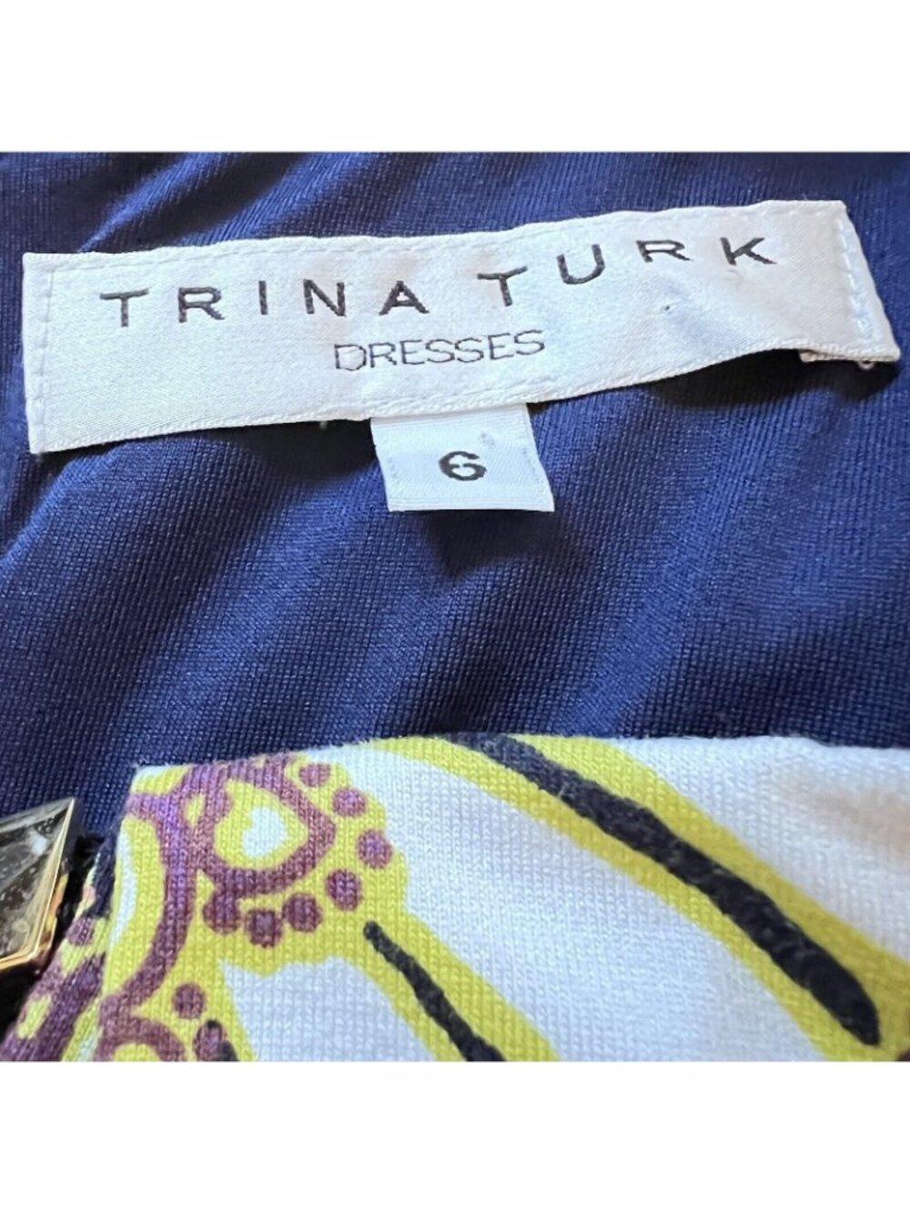 Trina Turk Floral Paisley Shift Dress 6 Hippie Boho Kaleidoscope Lined Keyhole - Picture 4 of 12